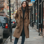 Camel Overcoat Style Guide: Tailored Earth-Tone Coat, Dark Knits, Skinny Jeans, and Black Combat Boots for Urban Winter Sophistication