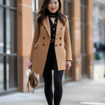 Sleek Camel Coat and Black Outfit for Autumn: Modern Urban Chic Fashion with Timeless Elegance