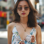 Effortless Chic Style: White Off-the-Shoulder Top with Floral Patterns and Casual Blue Jeans for a Fashionable City Muse Look