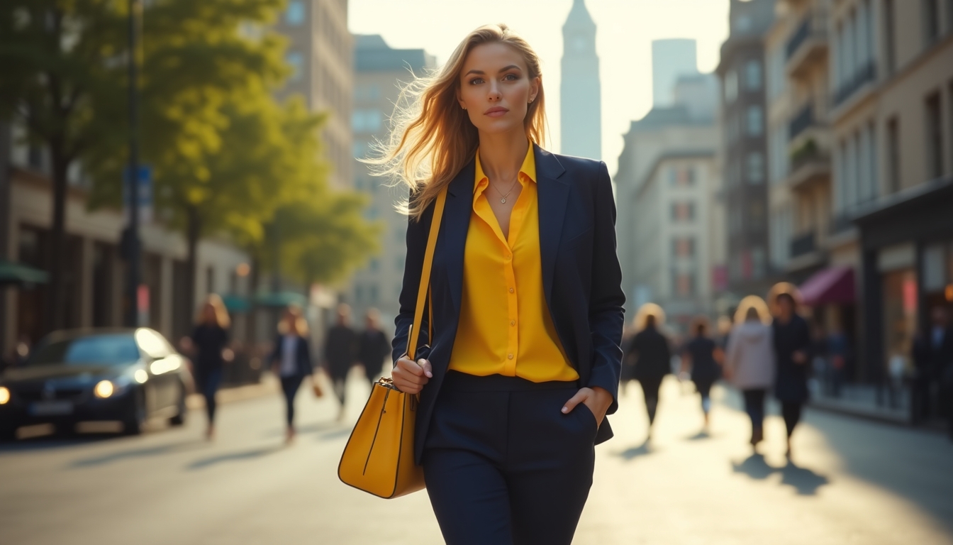 look4_1745083581_file Navy Blue Blazer & Bold Yellow Blouse Outfits: Chic Combinations for Stylish Looks and Fashion Statements