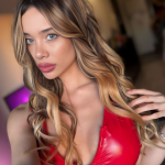 Red Leather Bustier and Flowing Skirt Outfit: Bold Modern Glam Inspired by Warrior Goddess Style